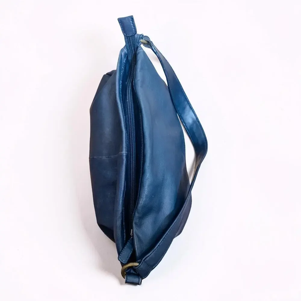 Y2K St Johns Bay Navy Leather Shoulder Bag Hobo Purse